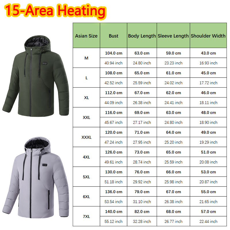 15 Area Heated Winter Hooded J - đánh giá và giá Outdoor Sport Jacket Men